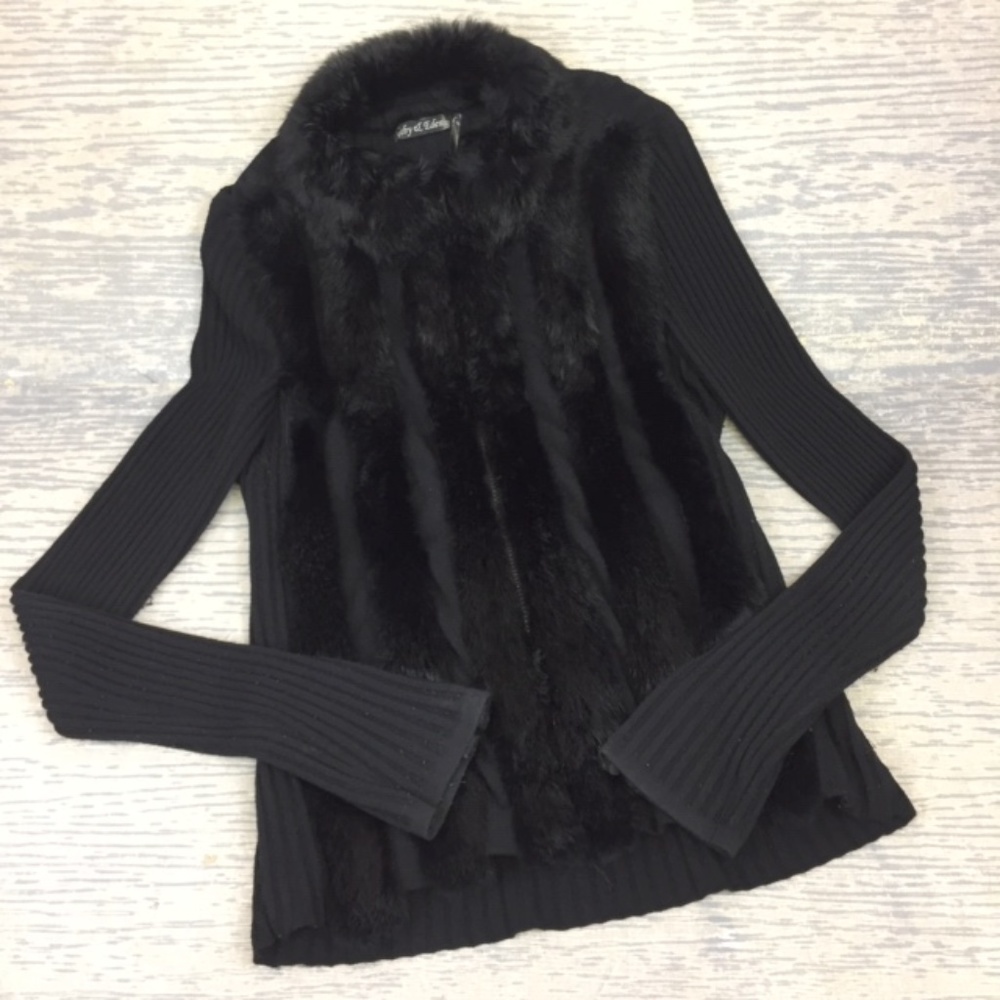 Gabby & Eden black rabbit fir jacket